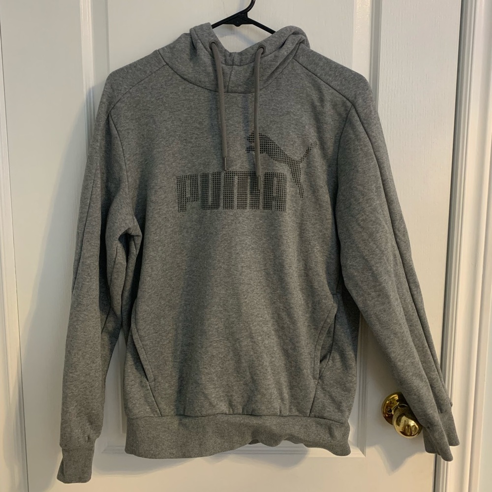 PUMA grey hoodie with mesh lining in hood